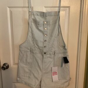 NWT Blue & White Striped Shortalls